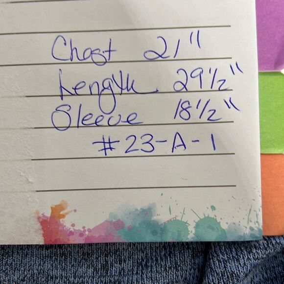 Heather Blue Tunic/Top w/ Crochet Lace Back Detail – Soft Stretch – See Measurem - Picture 5 of 5